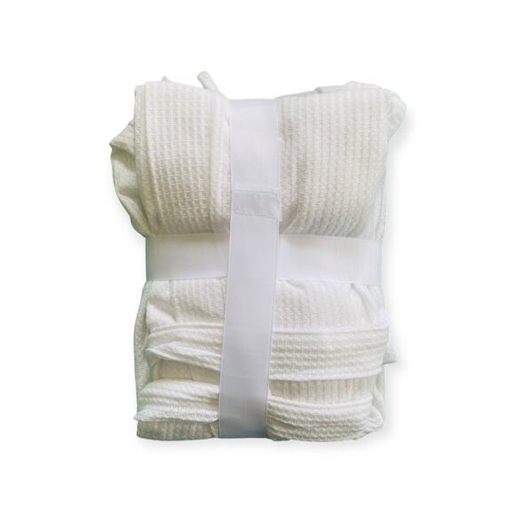 Women Soft Robe Waffle Knit Lightweight Spa Shower Bathrobe Kimono OneSize White - Picture 3 of 3